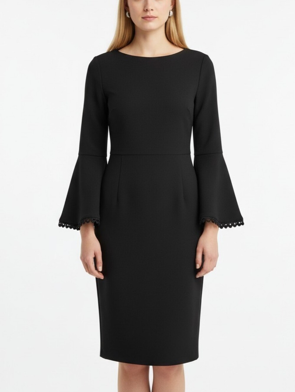 Calvin Klein Black Sheath Dress with Bell Sleeves Size 4